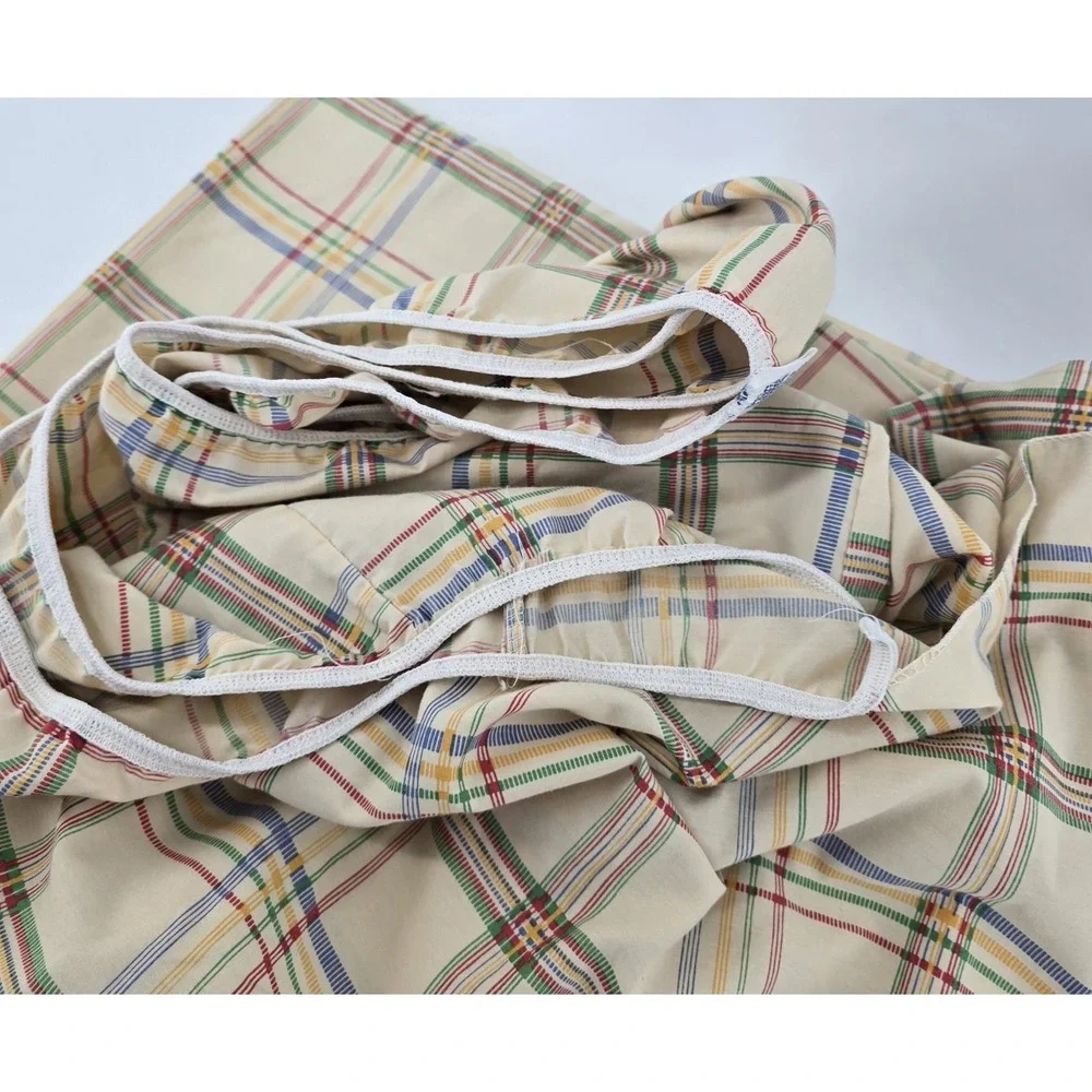 Vtg‎ Burlington Plaid Print Full Double Sheet Set 4 Piece Multicolor EUC Sewing